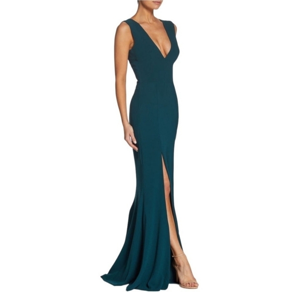 Dress The Population Sandra Stretch Crepe Slit Maxi Gown - Picture 2 of 16